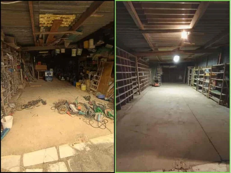 Garage encombré avant et après débarras