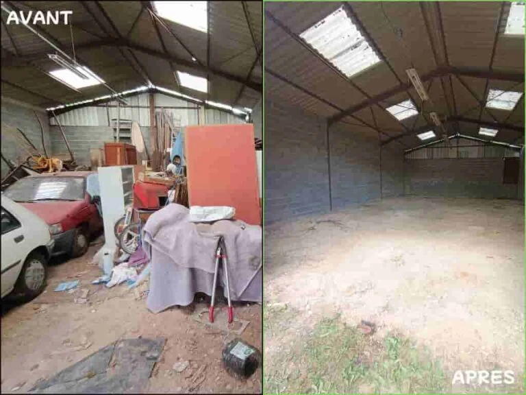 Hangar agricole avant et après débarras complet